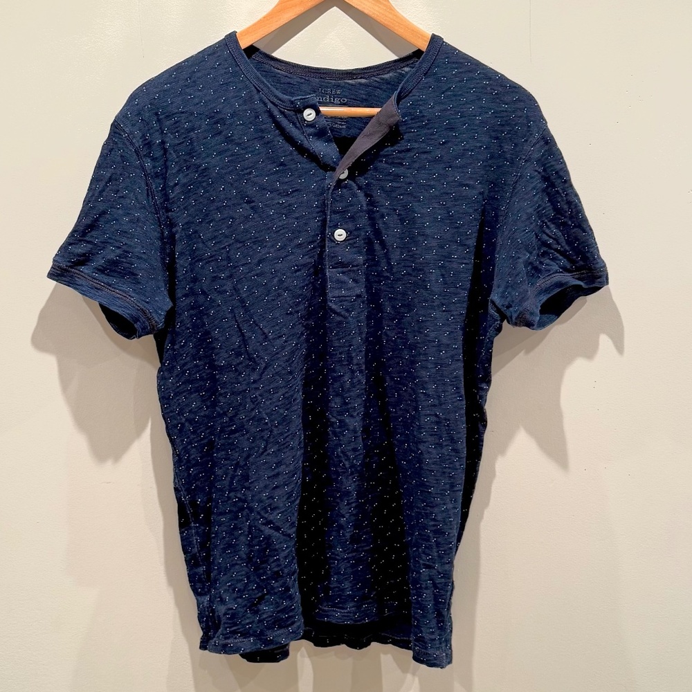 J Crew Indigo short sleeve Henley, size M